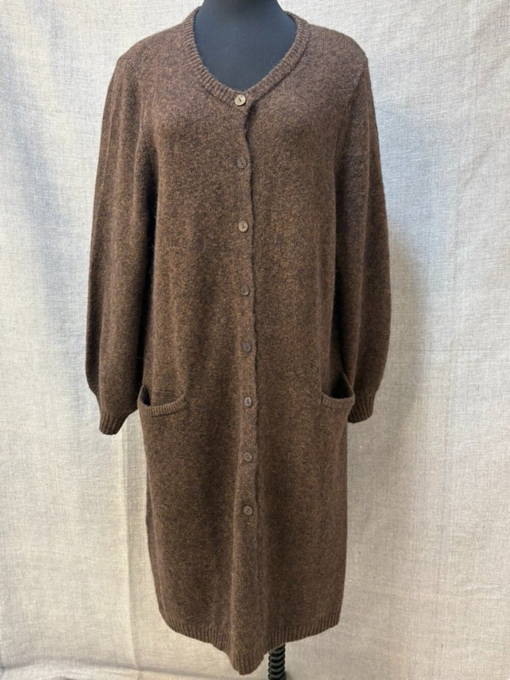 Gudrun Sjoden Canada Long Cardigan, Dark Chokolate/Melange XL - Picture 4 of 12
